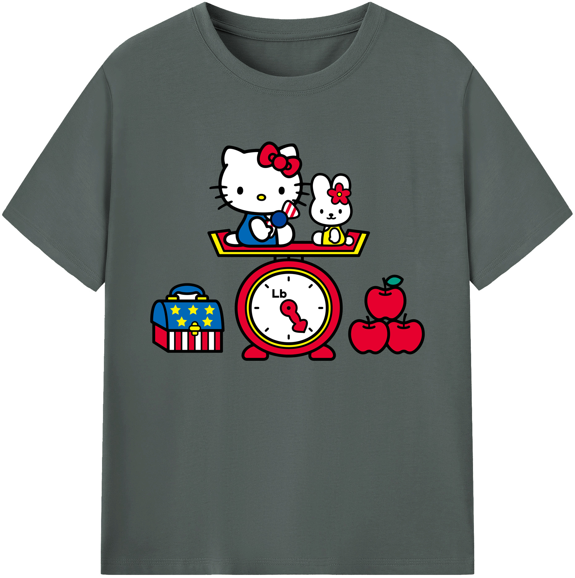 （画像用） Hello Kitty ハローキティ 綿100％ メンズ半袖Tシャツ｜肌触りやわらか＆通気性
